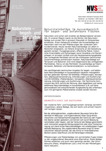 9 Merkblatt: Natursteinbeläge im Aussenbereich für begehbare und befahrbare Flächen - PDF