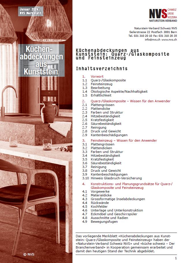 Merkblatt: NVS Küchenabdeckungen aus Kunststein