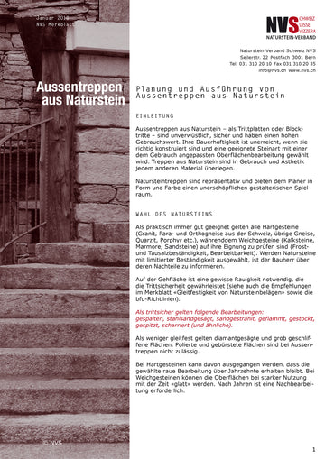 3 Merkblatt: Planung und Ausführung von Aussentreppen aus Naturstein - PDF