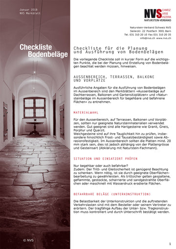 4 Merkblatt: NVS Checkliste für die Planung und Ausführung von Bodenbelägen - PDF