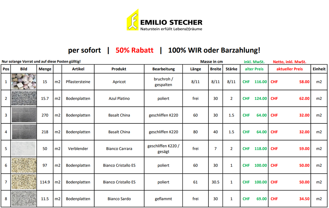 Sonderaktion: Attraktive Rabatte auf ausgewählte Steine!