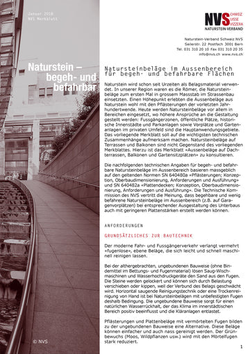 Merkblatt: Natursteinbeläge im Aussenbereich für begehbare und befahrbare Flächen - PDF