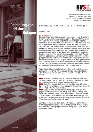 15 Merkblatt: NVS Reinigung von Natursteinbelägen - PDF