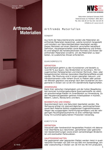 Merkblatt: NVS Artfremde Materialien - PDF