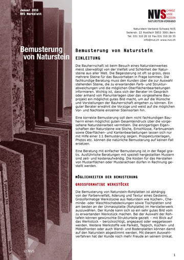 Merkblatt: Bemusterung von Naturstein - PDF