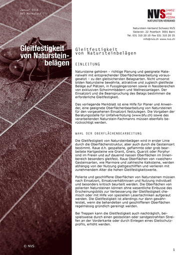 Merkblatt: NVS Gleitfestigkeit von Natursteinbelägen - PDF