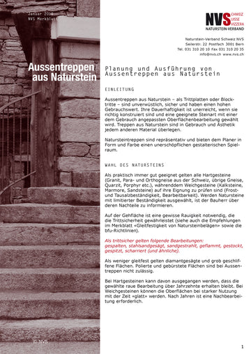Merkblatt: Planung und Ausführung von Aussentreppen aus Naturstein - PDF
