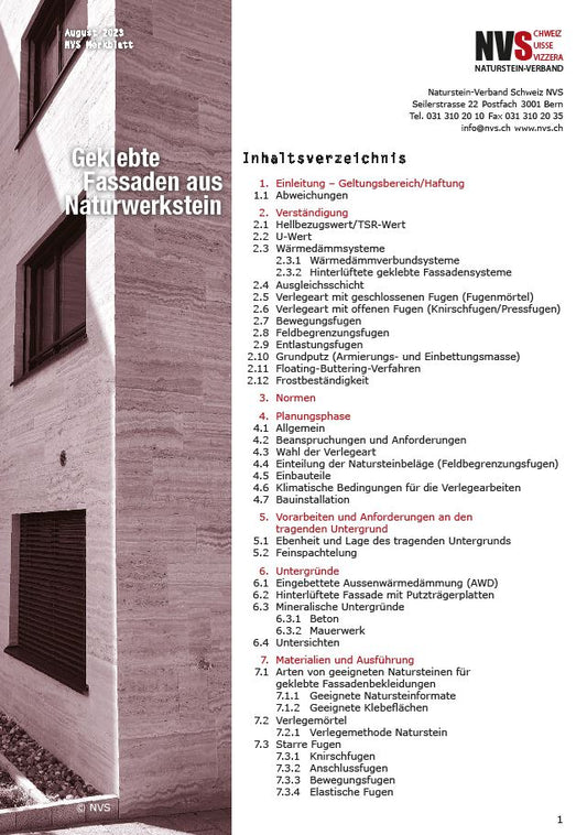 Merkblatt: NVS Geklebte Fassaden aus Naturwerkstein - PDF